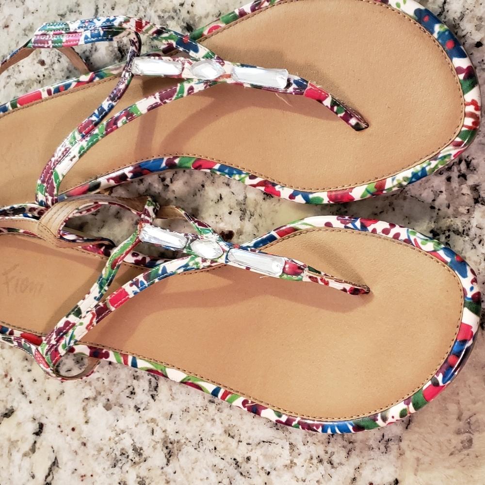 Floral Jeweled Flat Sandals